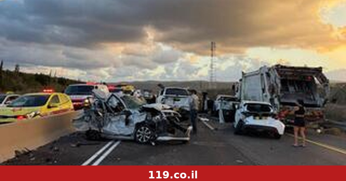 תאונת שרשרת קטלנית בכביש החוף: אישה נהרגה, 6 נפצעו