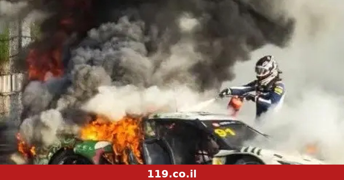 הציל חיים: הרכב התפוצץ במירוץ, היריב עצר - ושלף את יריבו מהאש