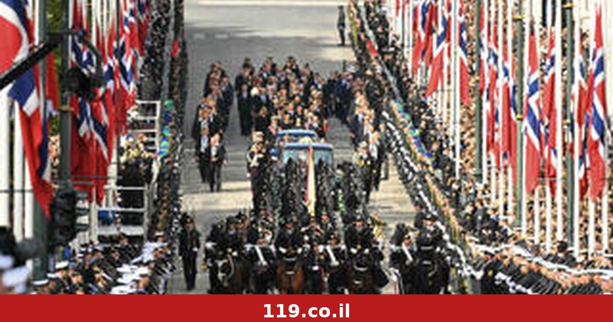 אלפים בהלוויית מלך נורבגיה, גם הבן האנס של המלכה החדשה הגיע