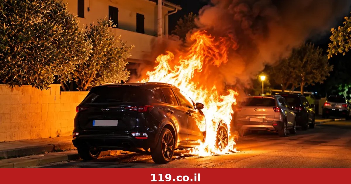 אירוע חריג בכפר סבא: ניקוב צמיגים והצתת רכב דיפלומטי | צפו בתיעוד