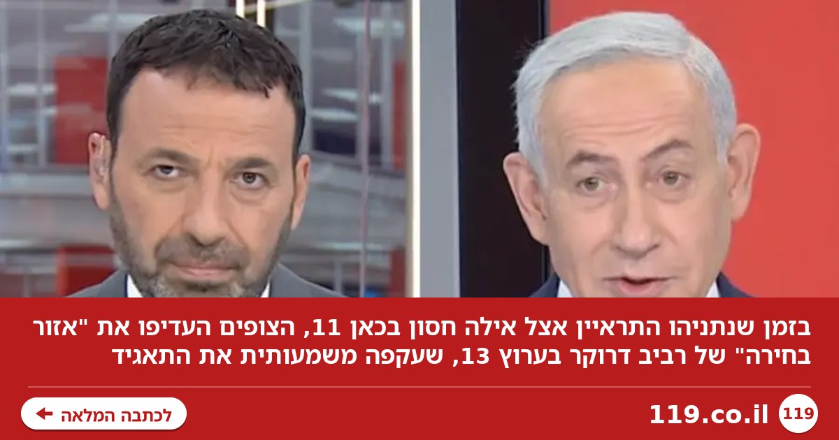 רייטינג: רביב דרוקר שיגר מסר חד-משמעי לנתניהו בזמן הריאיון