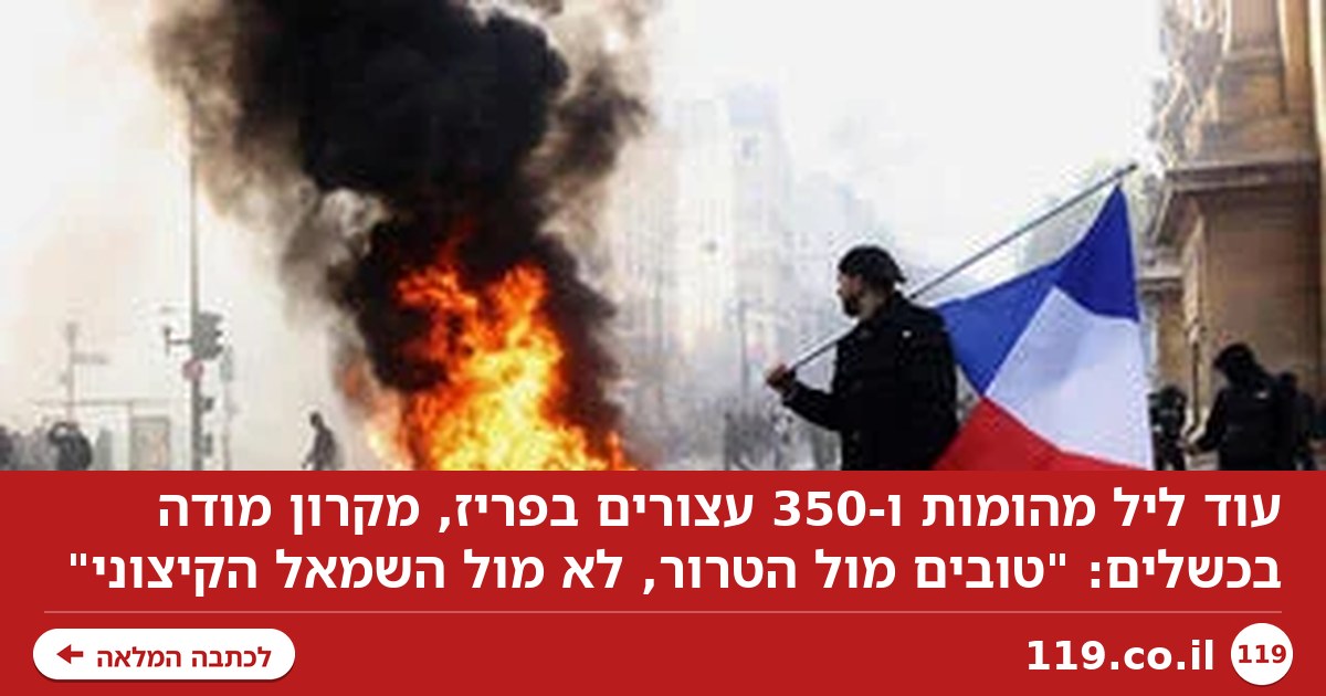 עוד ליל מהומות ו-350 עצורים בפריז, מקרון מודה בכשלים: "טובים מול הטרור, לא מול השמאל הקיצוני"