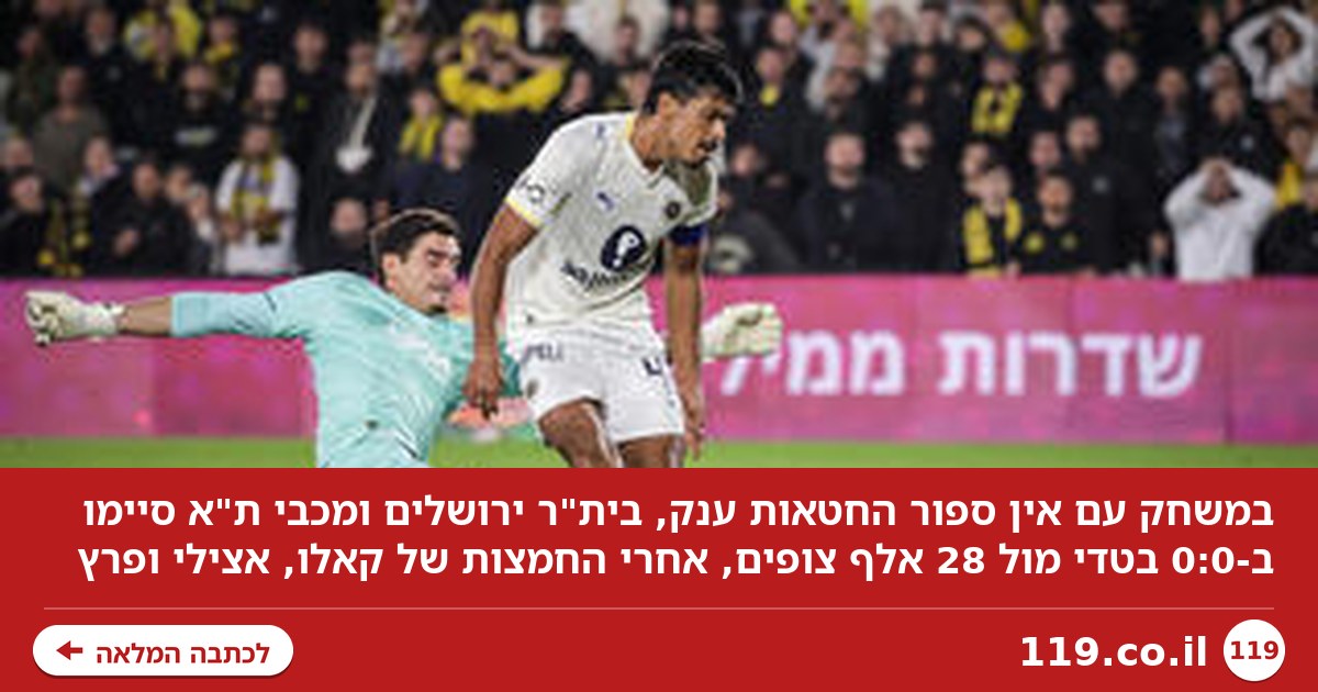 עם אין ספור החטאות ענק: 0:0 בין בית"ר ירושלים למכבי ת"א