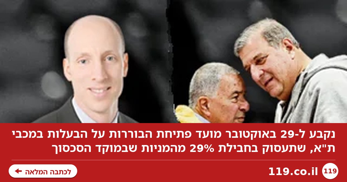 נקבע מועד לפתיחת הבוררות על הבעלות במכבי ת"א: 29 באוקטובר