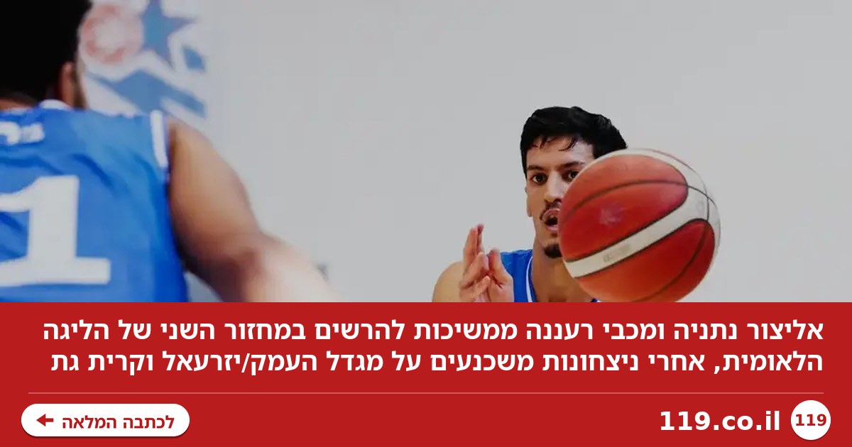 כדורסל לאומית: אליצור נתניה ומכבי רעננה ממשיכות להרשים